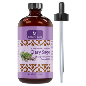 Beauty Aura Clary Sage Essential Oil | 4 Fl Oz | 118 Ml