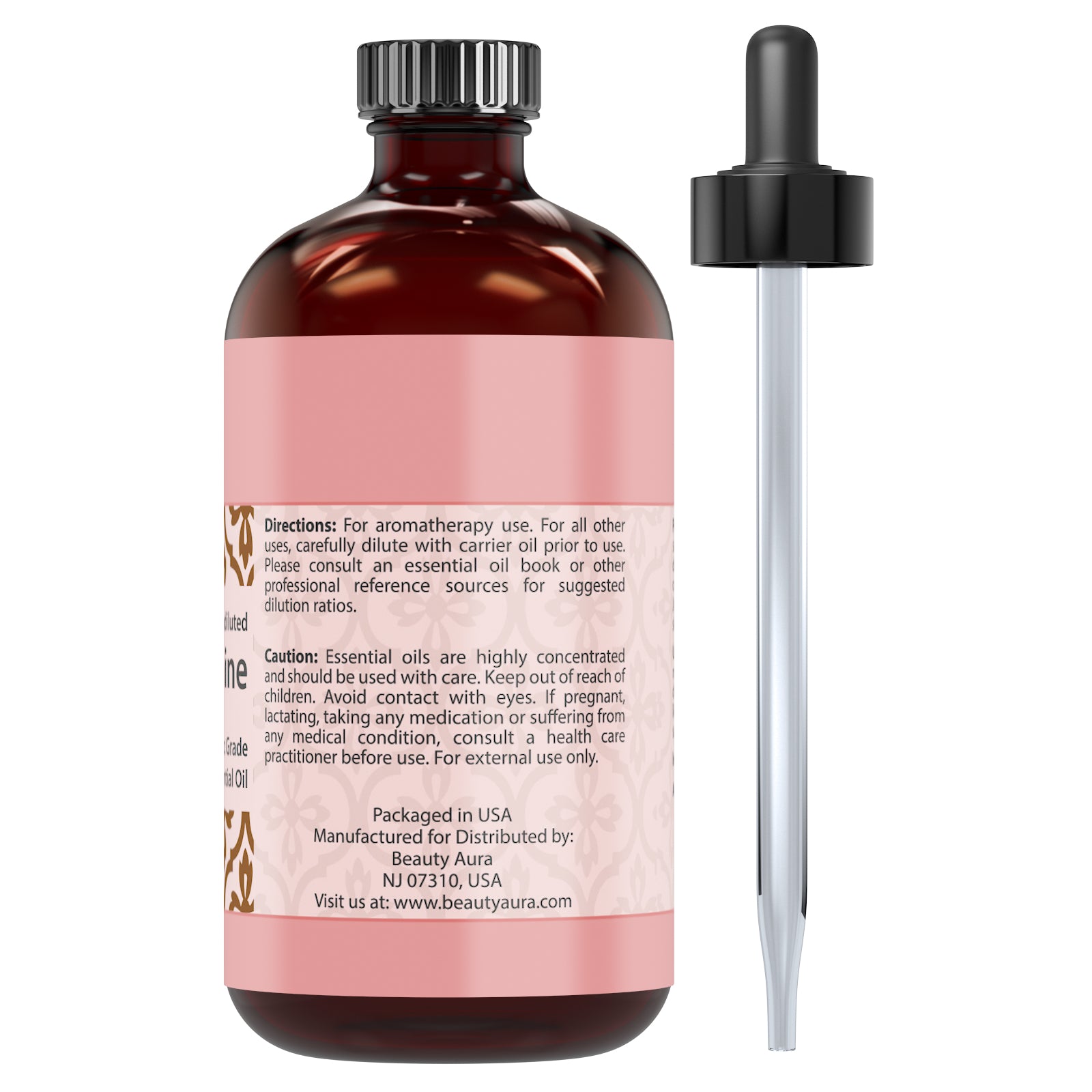 Beauty Aura Jasmine Oil | Therapeutic Grade Essential Oil | 4 Fl. Oz (118 ml)