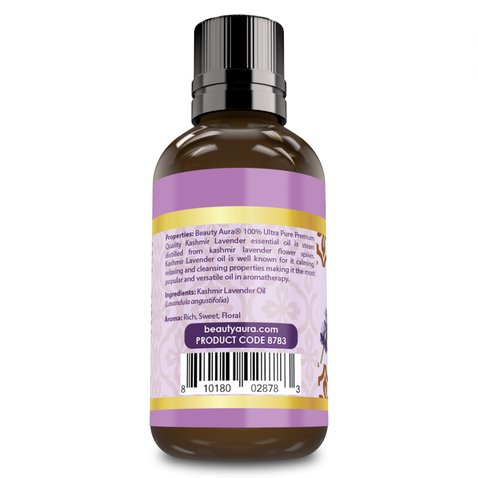 Beauty Aura Premium Collection Kashmir Lavender Essential Oil | 1 Fl Oz