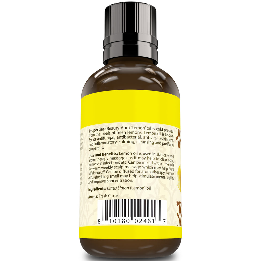Beauty Aura Lemon Essential Oil 2 Fl Oz 60 Ml