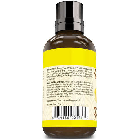Image of Beauty Aura Lemon Essential Oil 2 Fl Oz 60 Ml