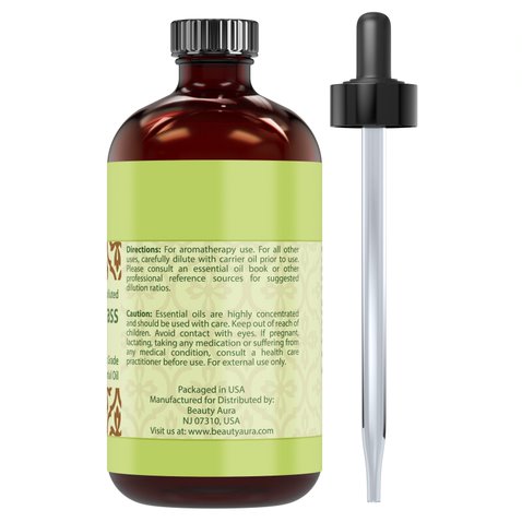 Image of Beauty Aura Lemongrass Essential Oil 4 Oz. Bottle
