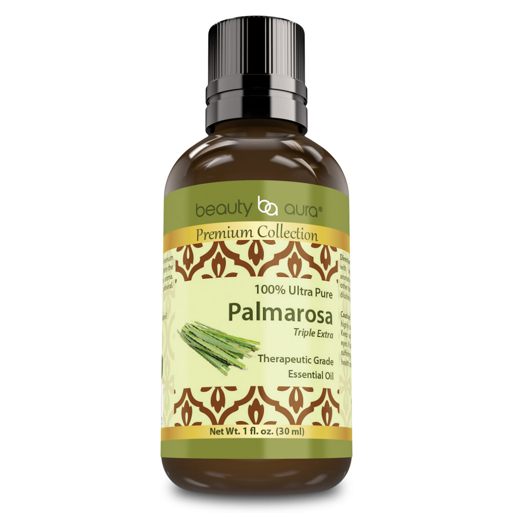 Beauty Aura Premium Collection- Ultra Pure Palmarosa Essential Oil - 1 oz Bottle