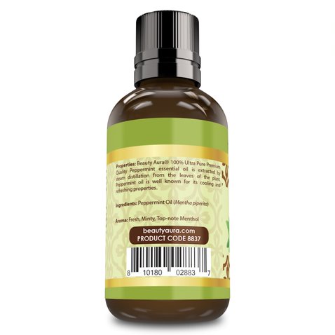 Beauty Aura Premium Collection Peppermint Essential Oil | 1 Fl Oz