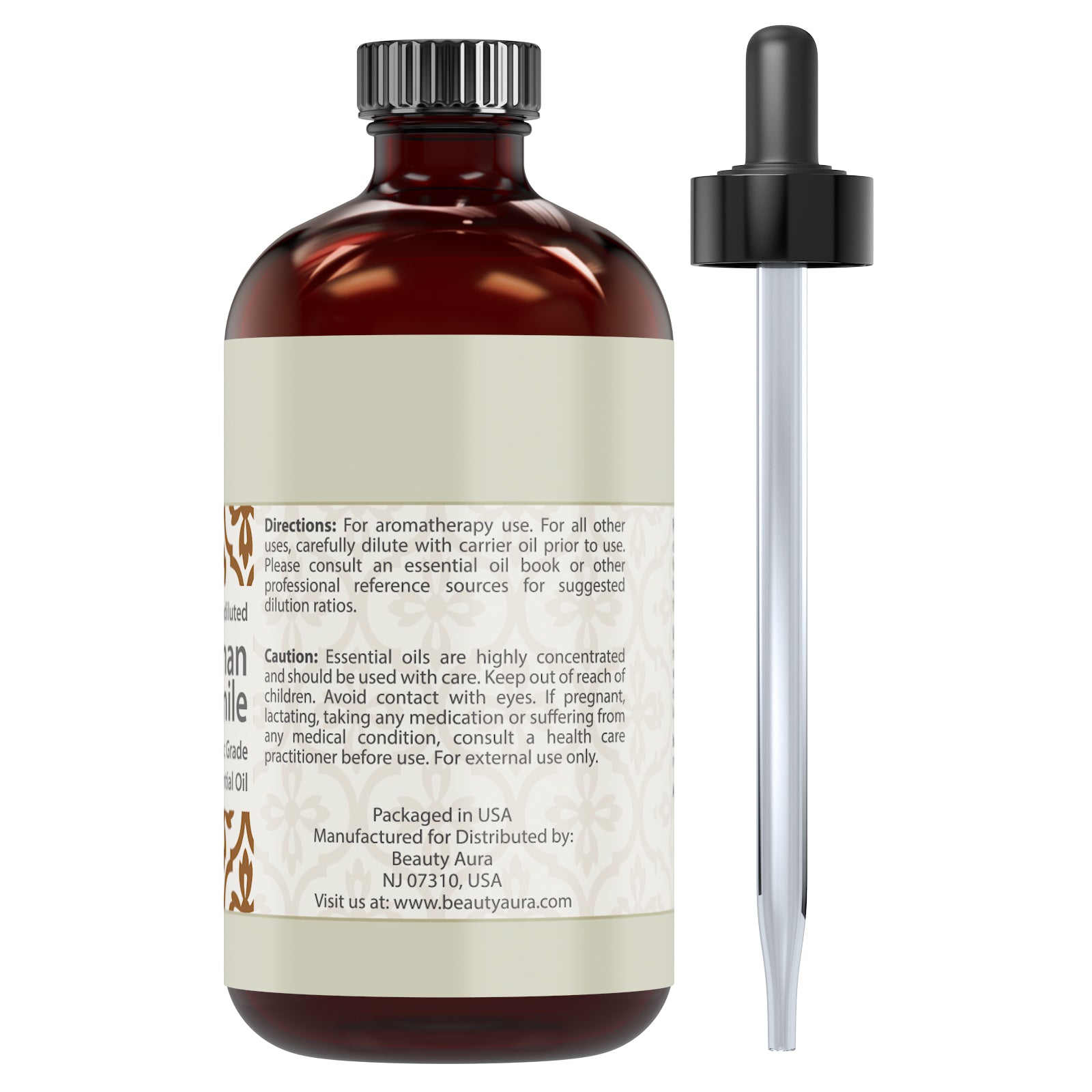 Beauty Aura Roman Chamomile Oil | Therapeutic Grade Essential Oil | 4 Fl. Oz (118 ml)