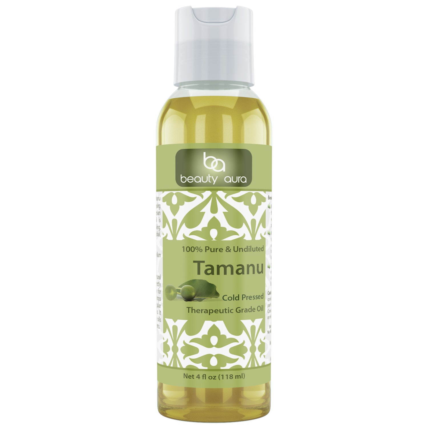 Beauty Aura Tamanu Nut Oil | 100% Pure - for Healthy Hair, Skin & Nails. | 4 Oz