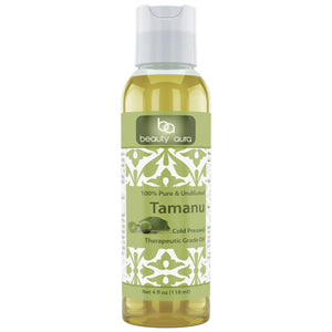 Beauty Aura Tamanu Nut Oil | 100% Pure - for Healthy Hair, Skin & Nails. | 4 Oz