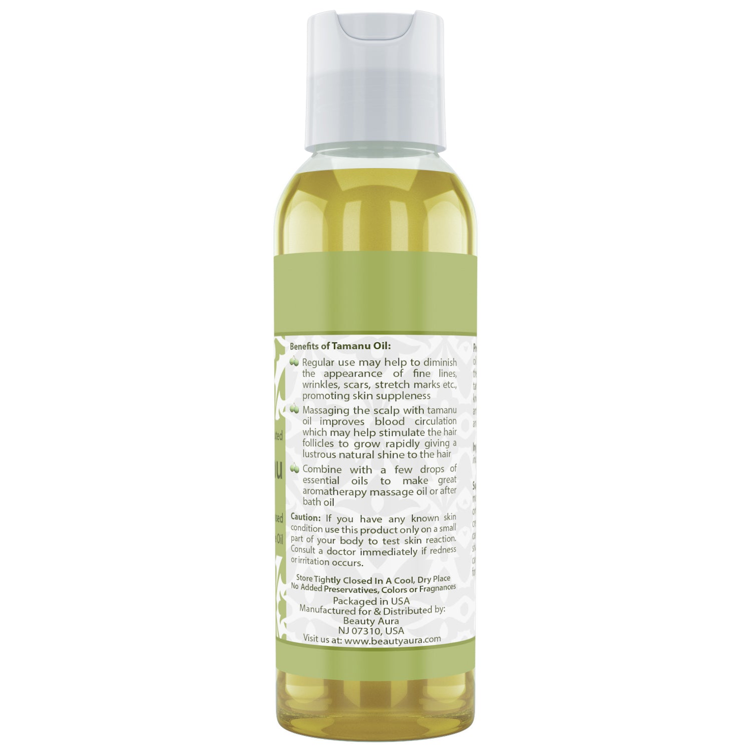 Beauty Aura Tamanu Nut Oil | 100% Pure - for Healthy Hair, Skin & Nails. | 4 Oz