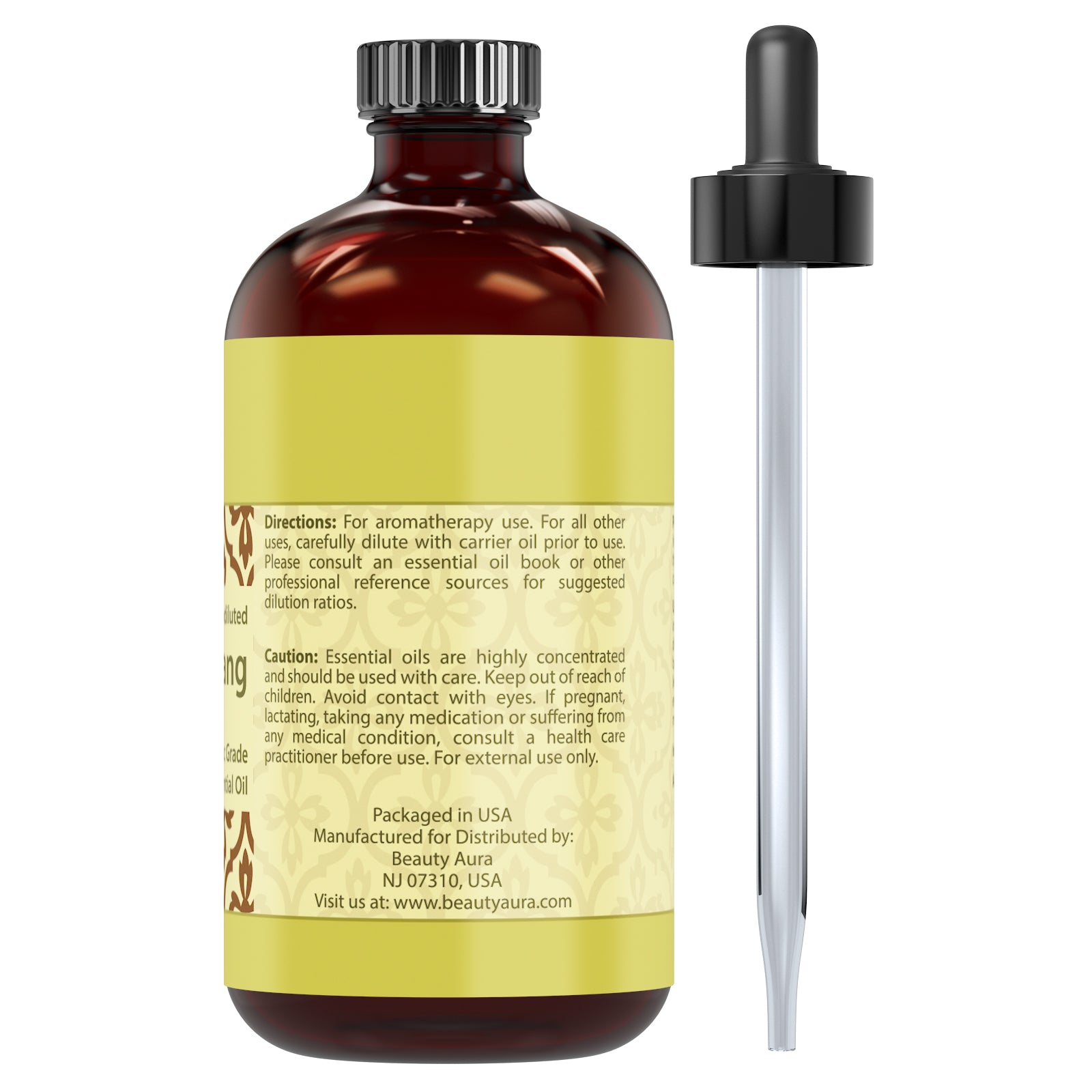 Beauty Aura Ylang Ylang Oil | Therapeutic Grade Essential Oil | 4 Fl. Oz (118 ml)