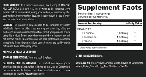 Image of Amazing Muscle BCAA 2:1:1 | UNFLAVORED