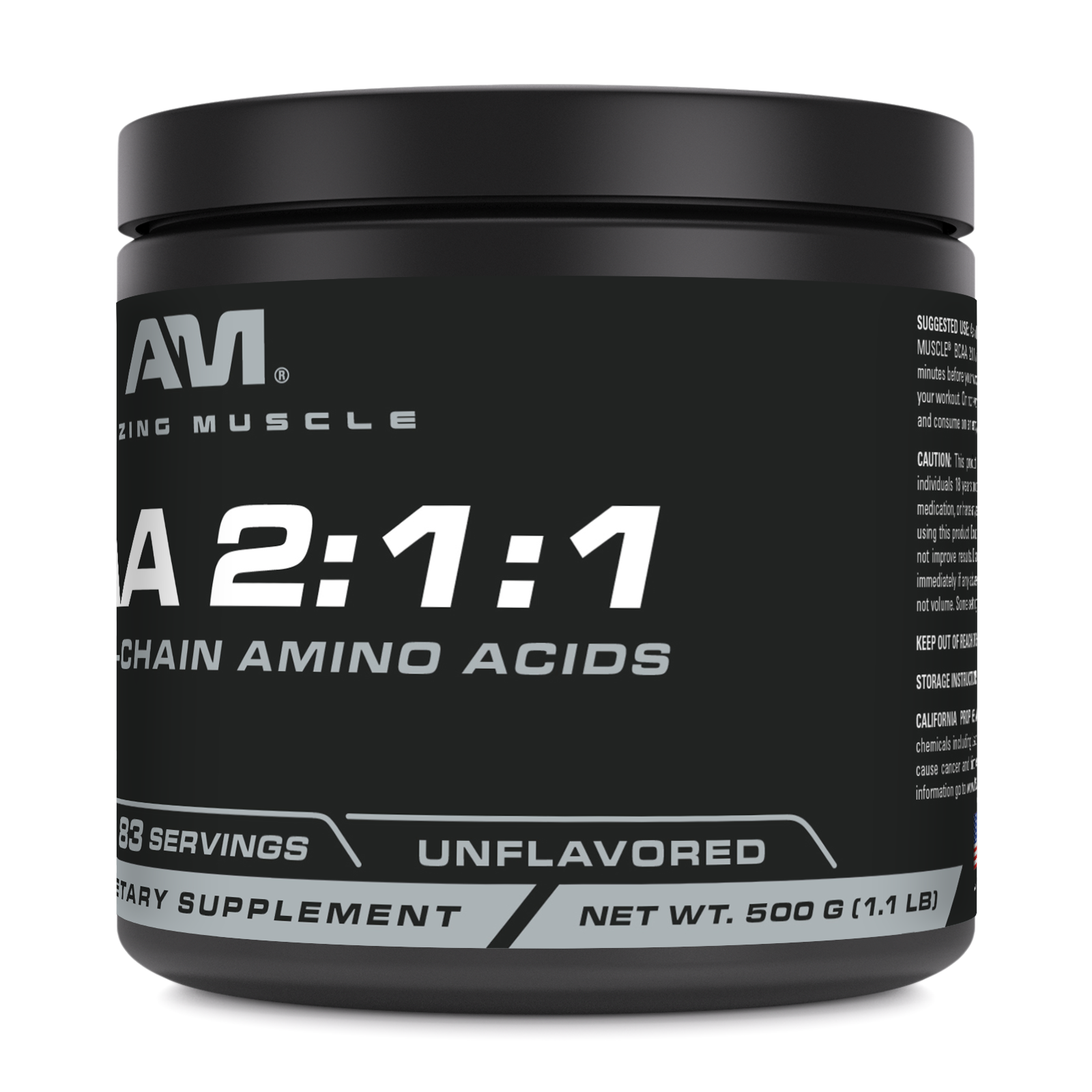 Amazing Muscle BCAA 2:1:1 Powder | Unflavored | 498 G | 83 Servings