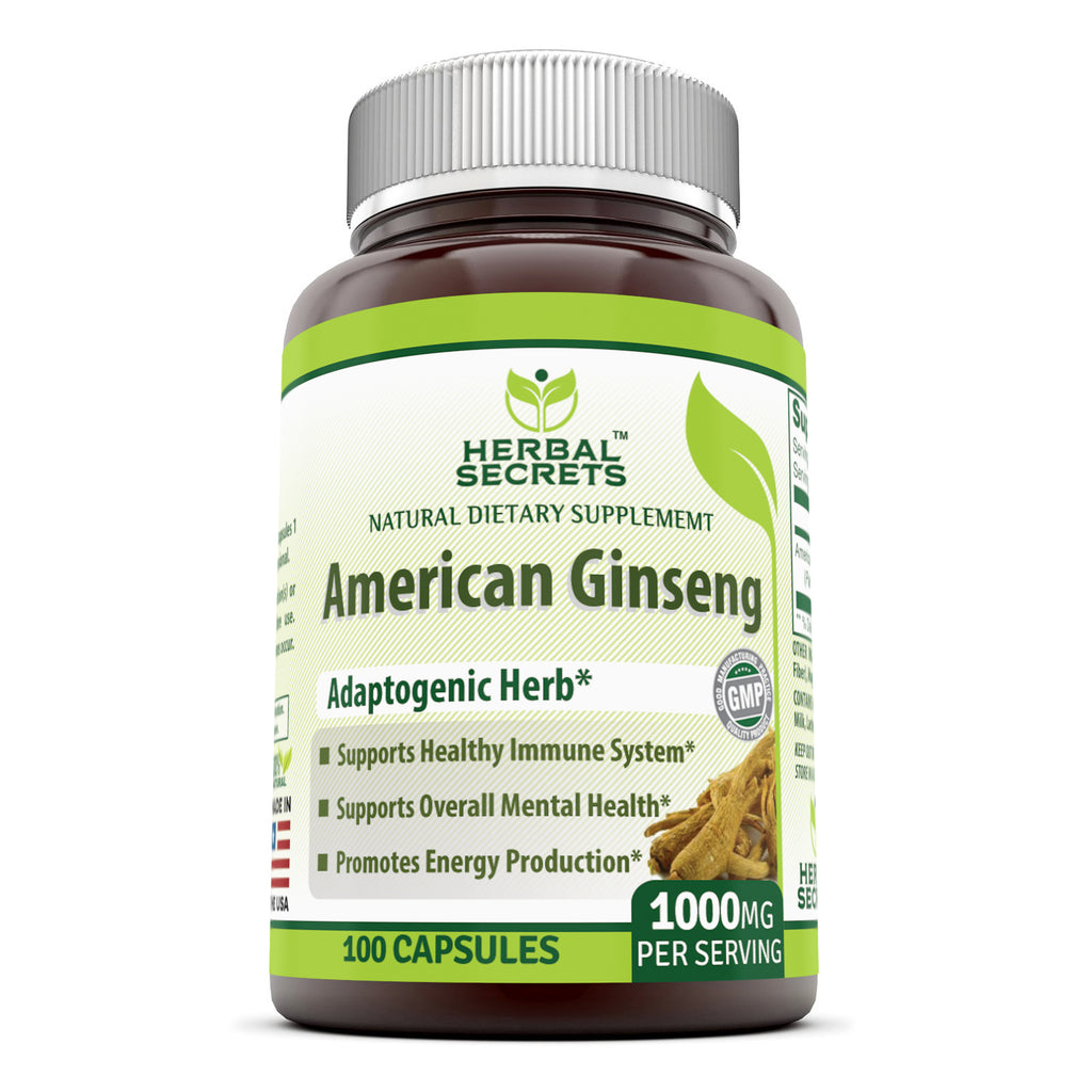 Herbal Secrets American Ginseng - 1000 Mg Per Serving 100 Capsules