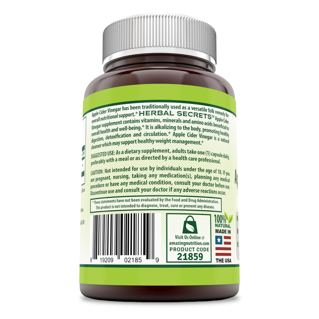 Herbal Secrets Apple Cider Vinegar | 500 Mg | 250 Capsules