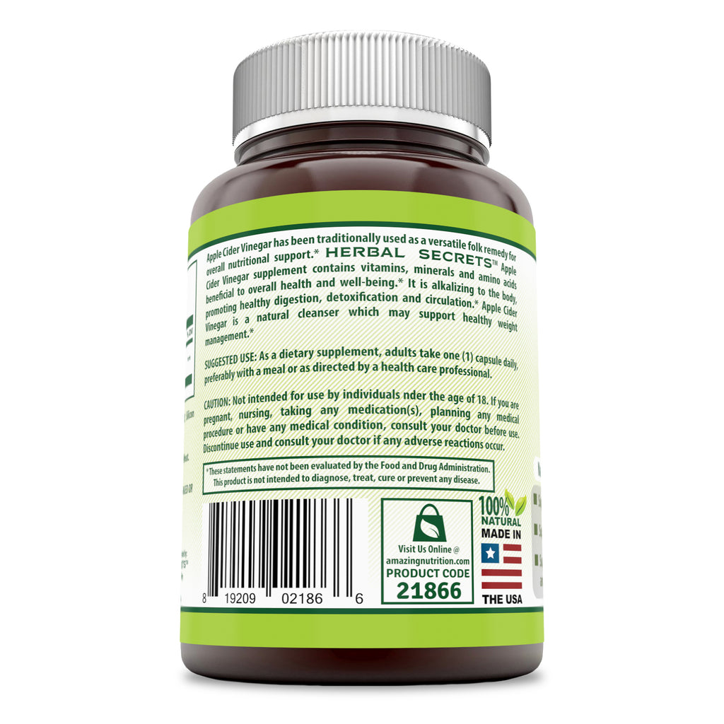 Herbal Secrets Apple Cider Vinegar 500 mg 500 Capsules