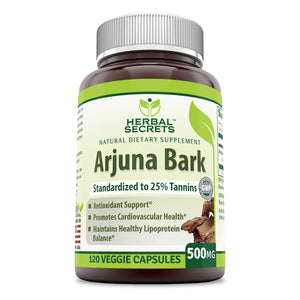 Herbal Secrets Arjuna Bark | 500 Mg | 120 Veggie Capsules