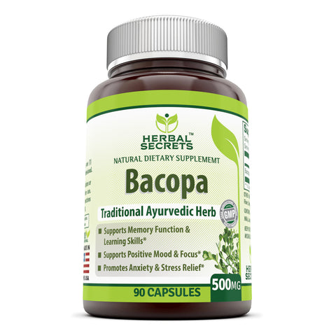 Image of Herbal Secrets Bacopa Powder 500 Mg 90 Capsules