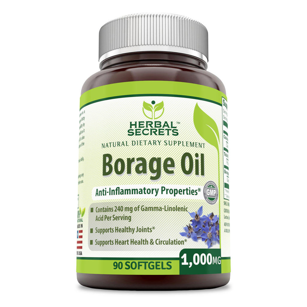 Herbal Secrets Borage Oil | 1000 Mg | 90 Softgels