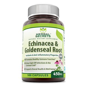 Herbal Secrets Echinacea & Goldenseal Root | 450 Mg | 500 Capsules