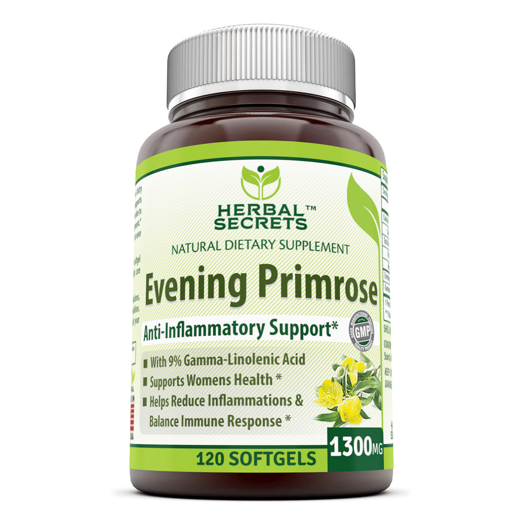 Herbal Secrets Evening Primrose Oil Supplement 1300 Mg 120 Softgels - 9% GLA