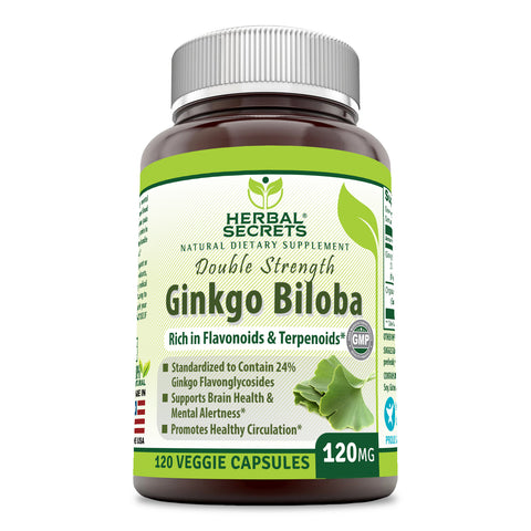 Herbal Secrets Ginkgo Biloba (Double Strength) 120 mg 120 Veggie Capsules