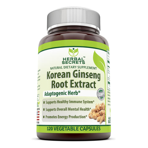 Herbal Secrets Korean Ginseng Root Extract 120 Vegetable Capsules