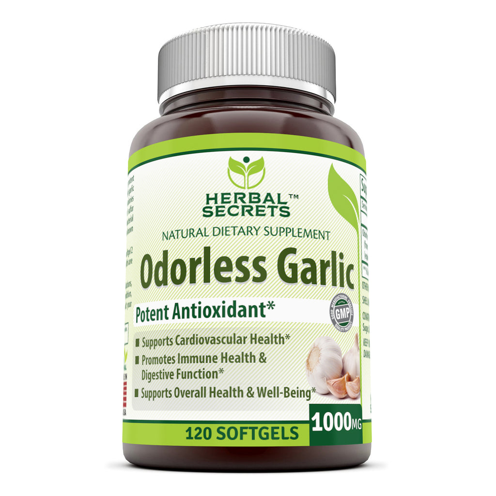 Herbal Secrets Odorless Garlic | 1000 Mg | 120 Softgels