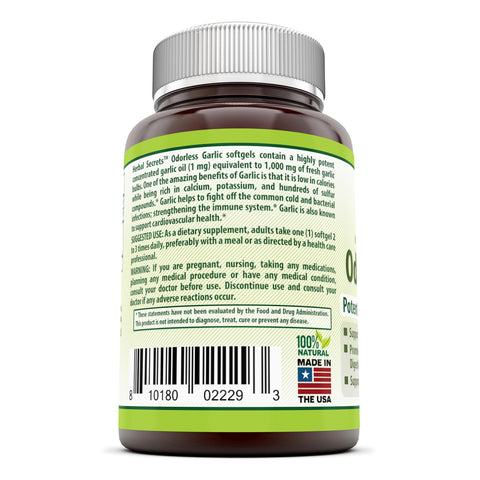 Image of Herbal Secrets Odorless Garlic 1000 Mg 120 Softgels