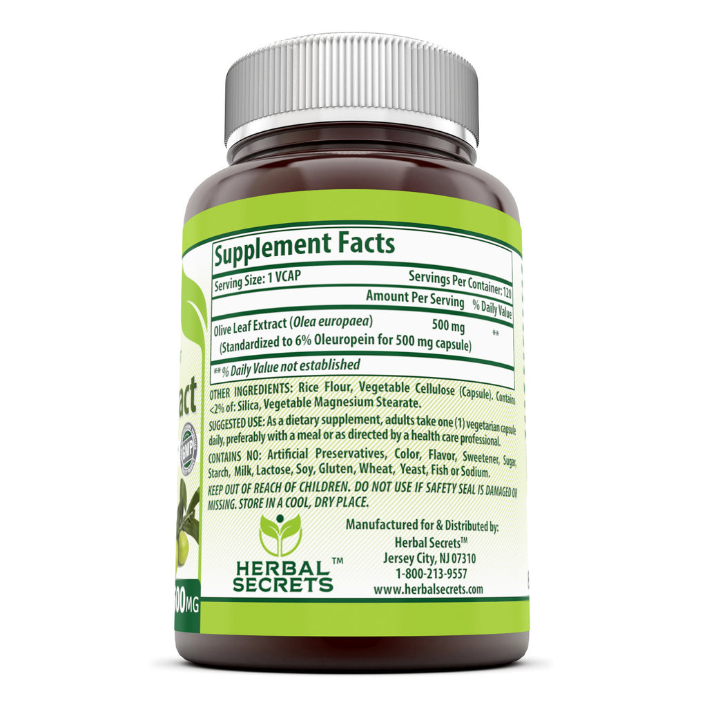 Herbal Secrets Olive Leaf Extract 500 Mg - 120 Veggie Capsules