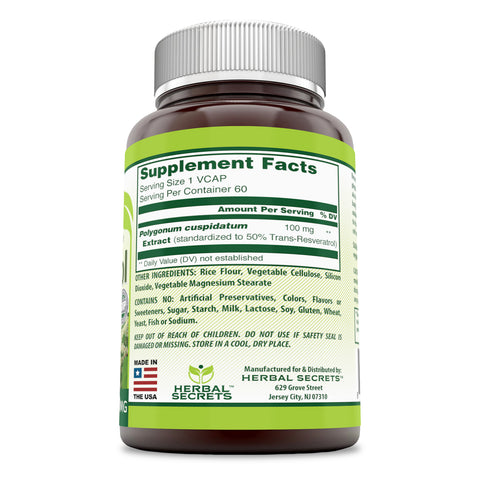 Image of Herbal Secrets Resveratrol 100 Mg 60 Veggie Capsules