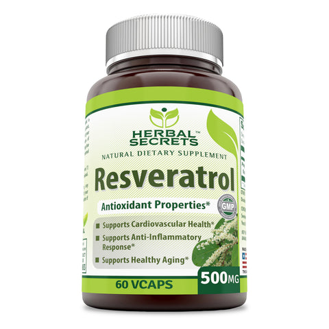 Herbal Secrets Resveratrol 500 Mg 60 Vegetarian Capsules