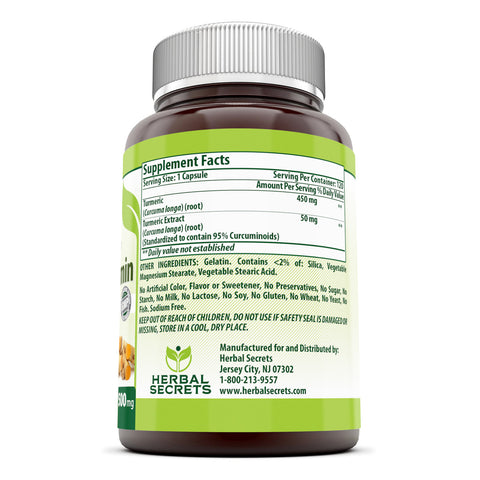 Herbal Secrets Turmeric Curcumin | 500 Mg | 120 Capsules