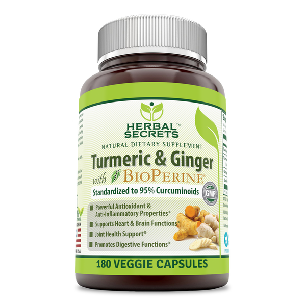 Herbal Secrets Turmeric Curcumin & Ginger with BioPerine 180 Veggie