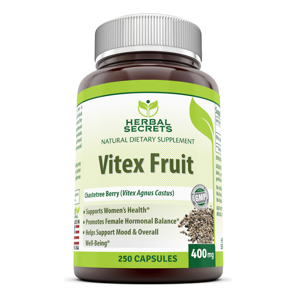 Herbal Secrets Vitex Fruit Chaste Tree Berry | 400 Milligrams | 250 Capsules