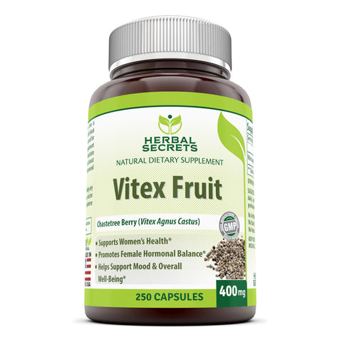 Image of Herbal Secrets Vitex Fruit Chaste Tree Berry 400 Milligrams 250 Capsules