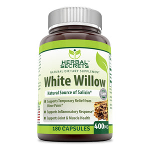 Herbal Secrets White Willow Bark | 400Mg | 180 Capsules