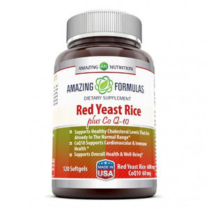 Amazing Formulas Red Yeast Rice | 600 Mg | Plus Co Q-10 | 50 Mg | 120 Vegetarian Capsules