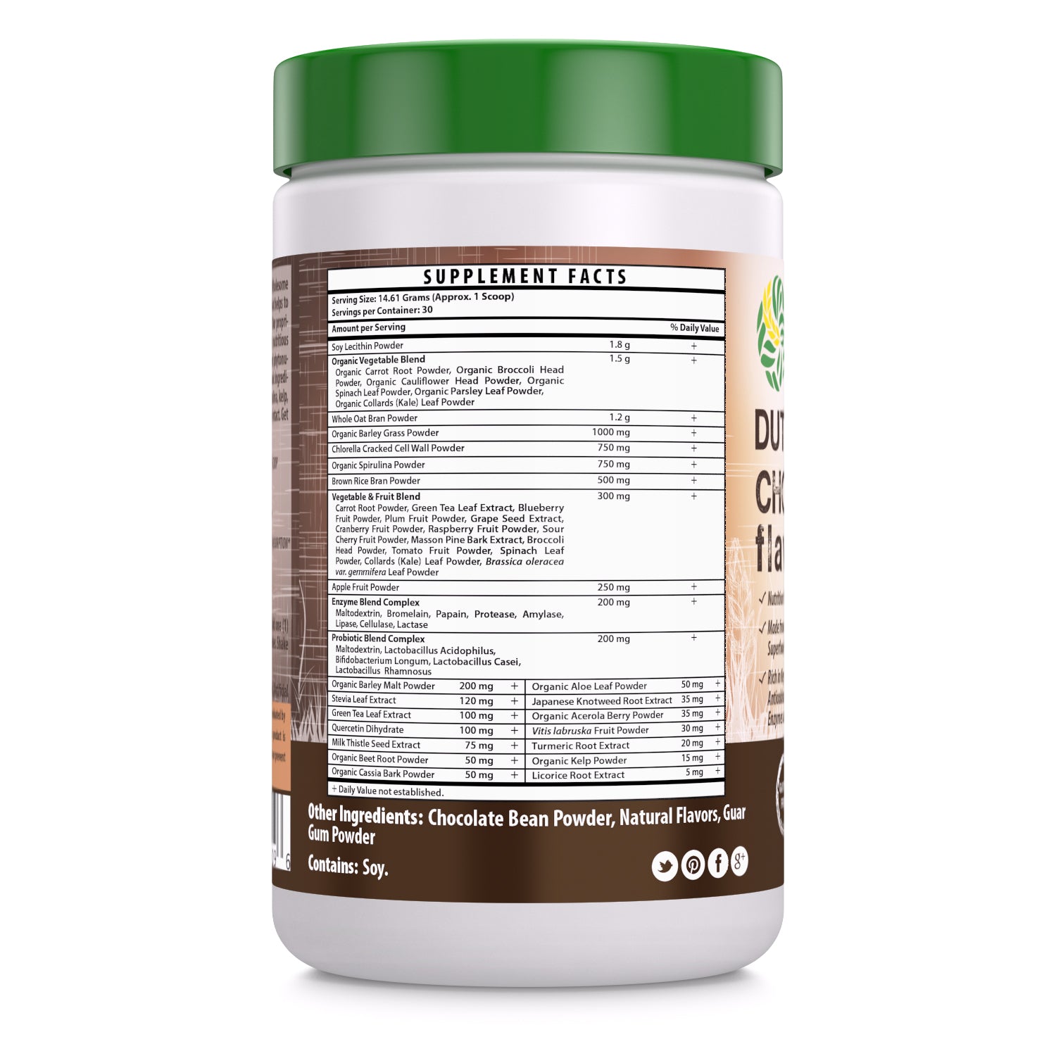 Wholesome Greens Super Food Greens Dutch Chocolate Flavor - 8.5 oz - Amazing Nutrition