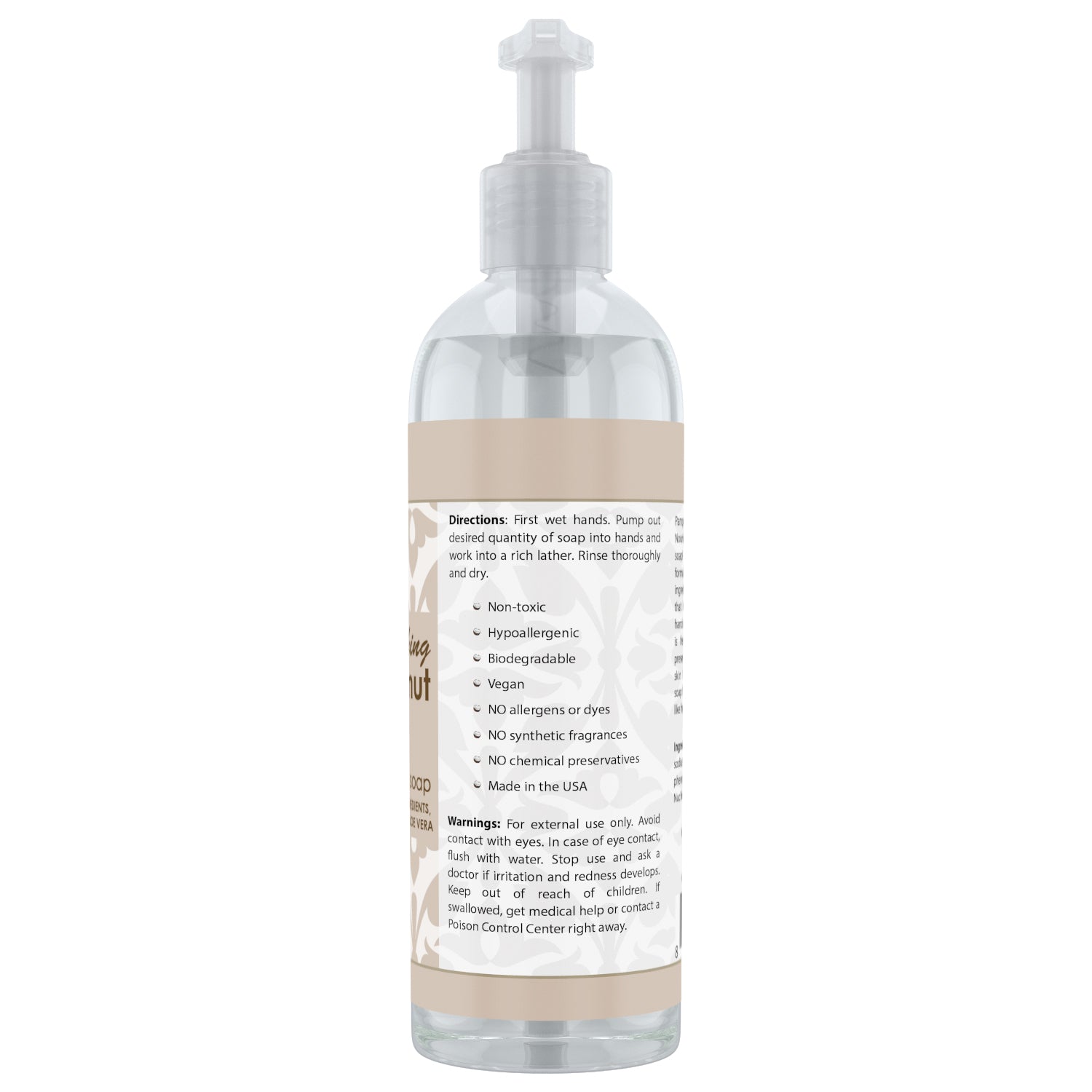 Beauty Aura Moisturizing Hand Soap Nourishing Coconut | with Essentials Oils & Aloe Vera | 16 Fl.Oz (473ml)