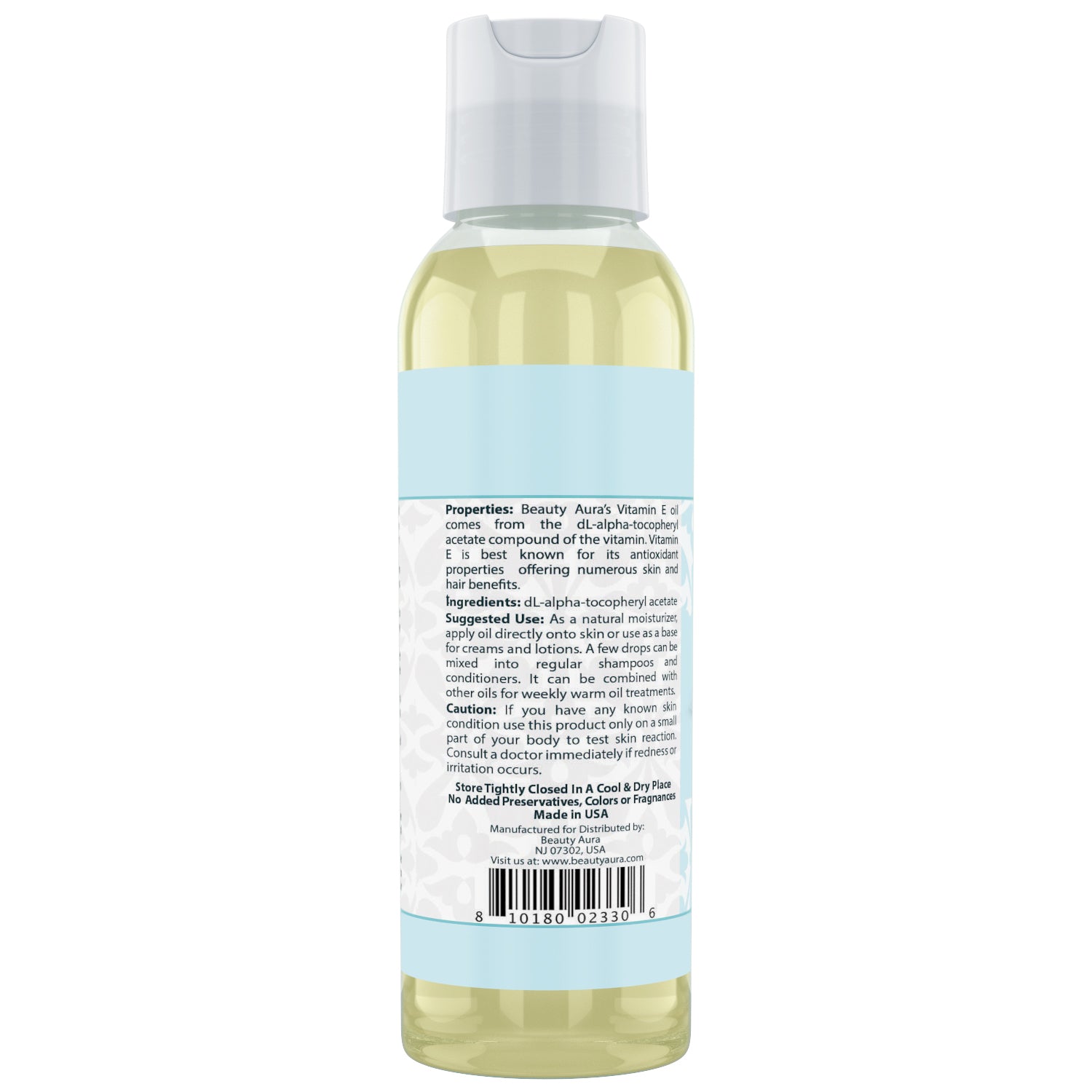 Beauty Aura Vitamin E oil | 4 Fl. Oz (118 ml) | 28,000 IU per Oz.