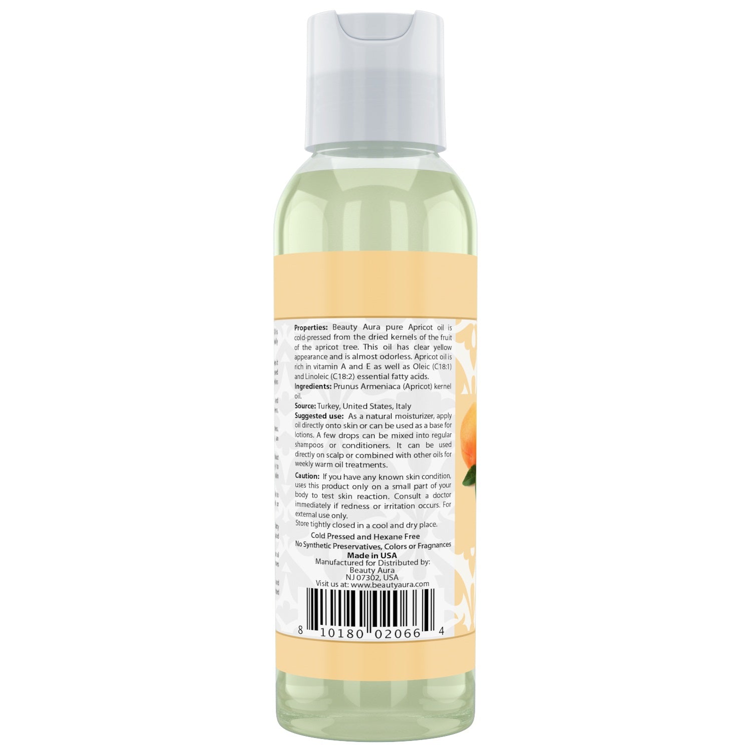 Beauty Aura Apricot Oil | 4 Fl Oz | 118 Ml