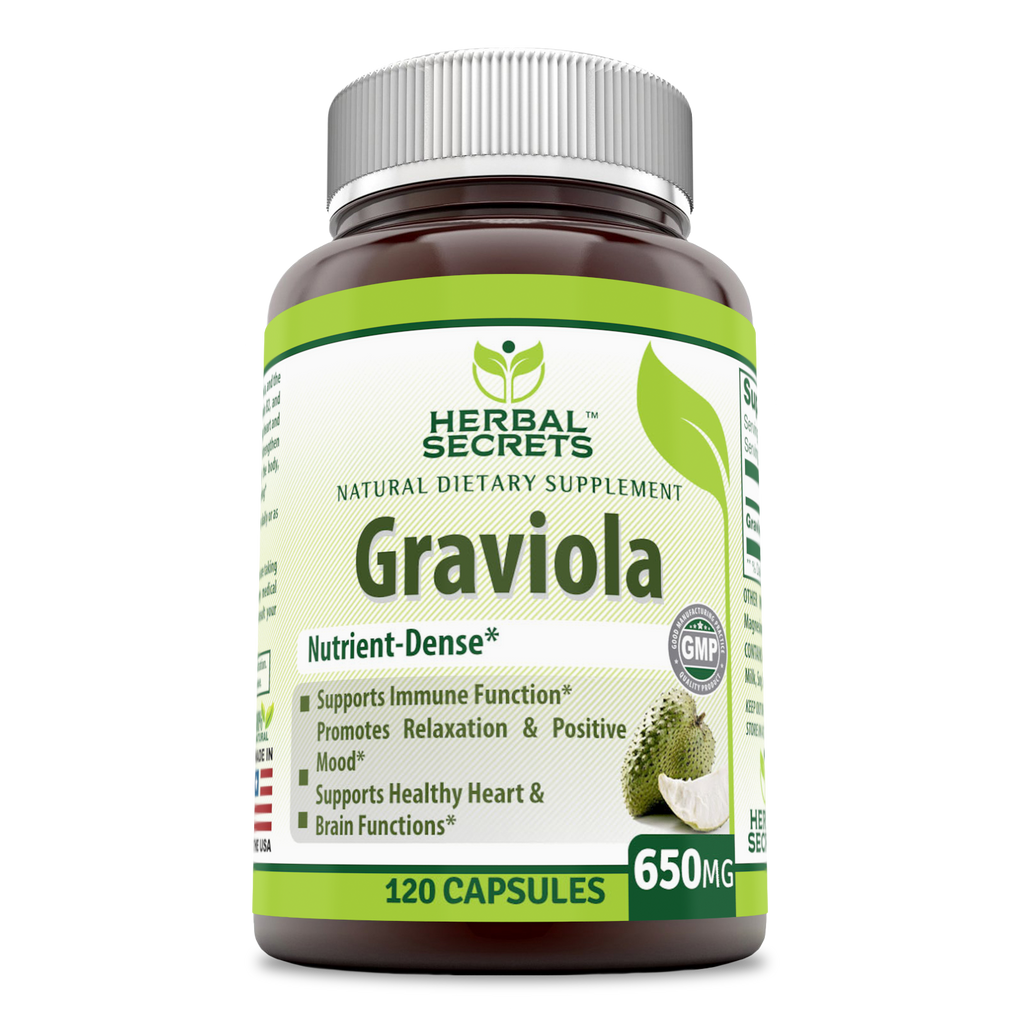 Herbal Secrete Graviola 650 Mg 120 Capsules - Amazing Nutrition